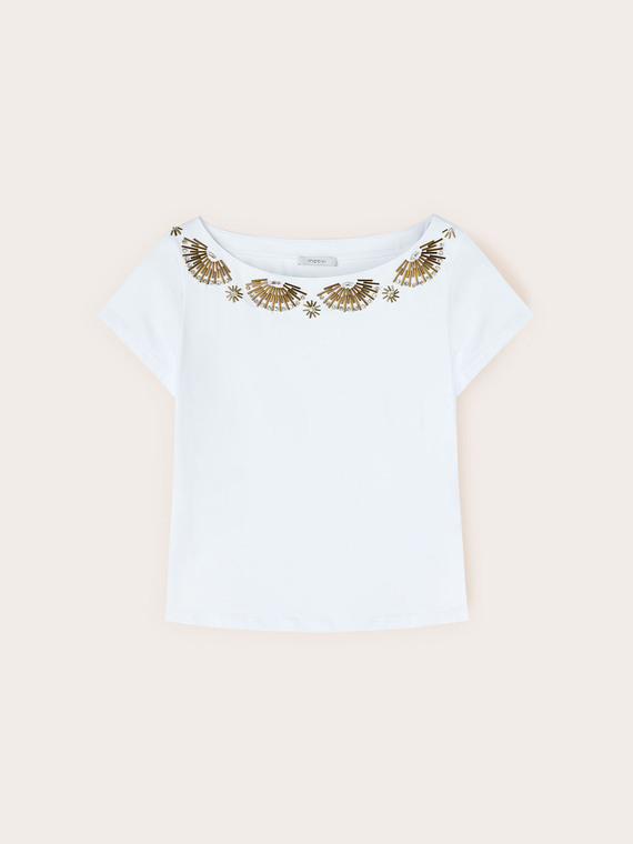 T-shirt avec applications bijoux