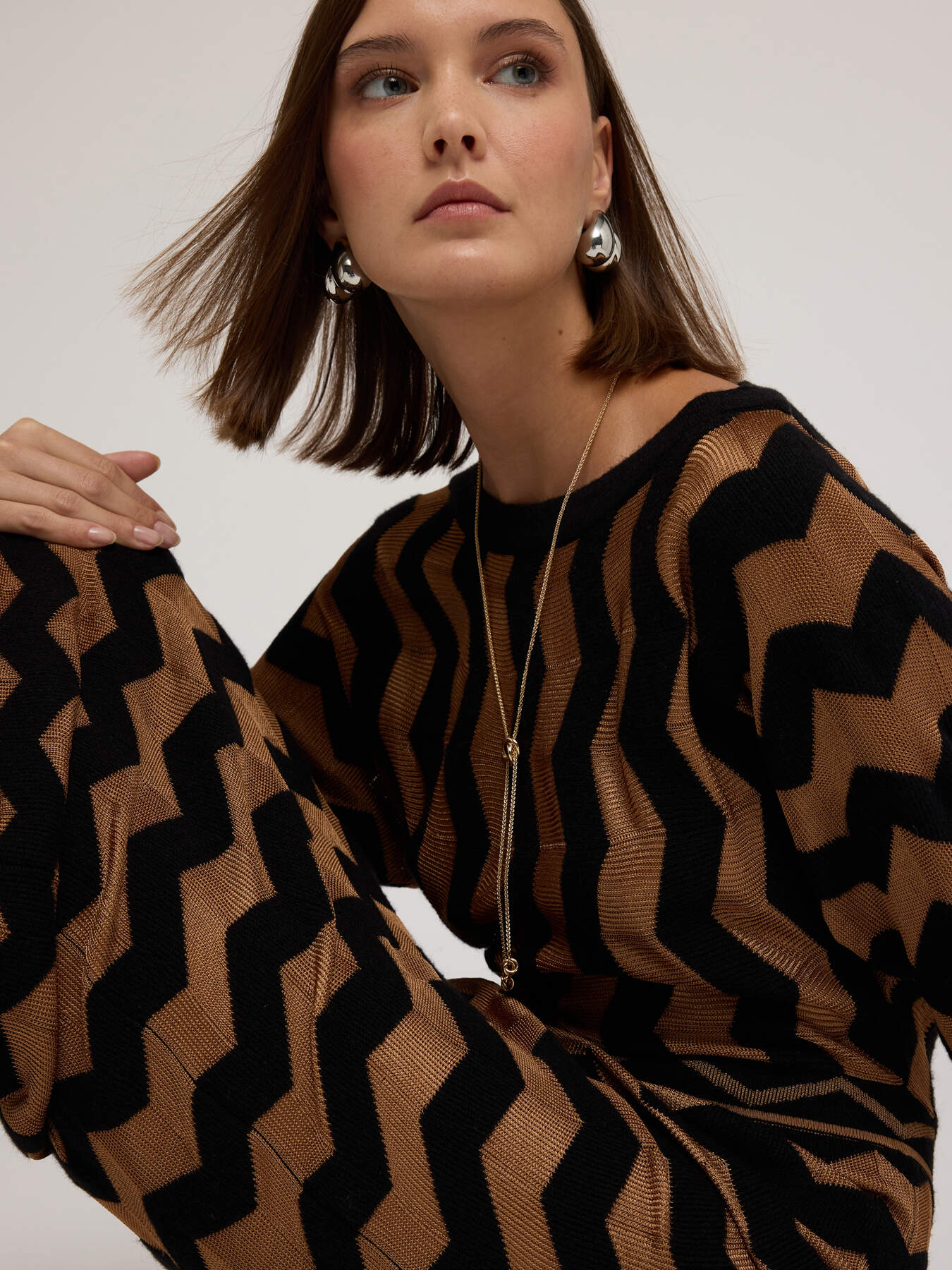 Robe longue jacquard à motif chevron image number 3