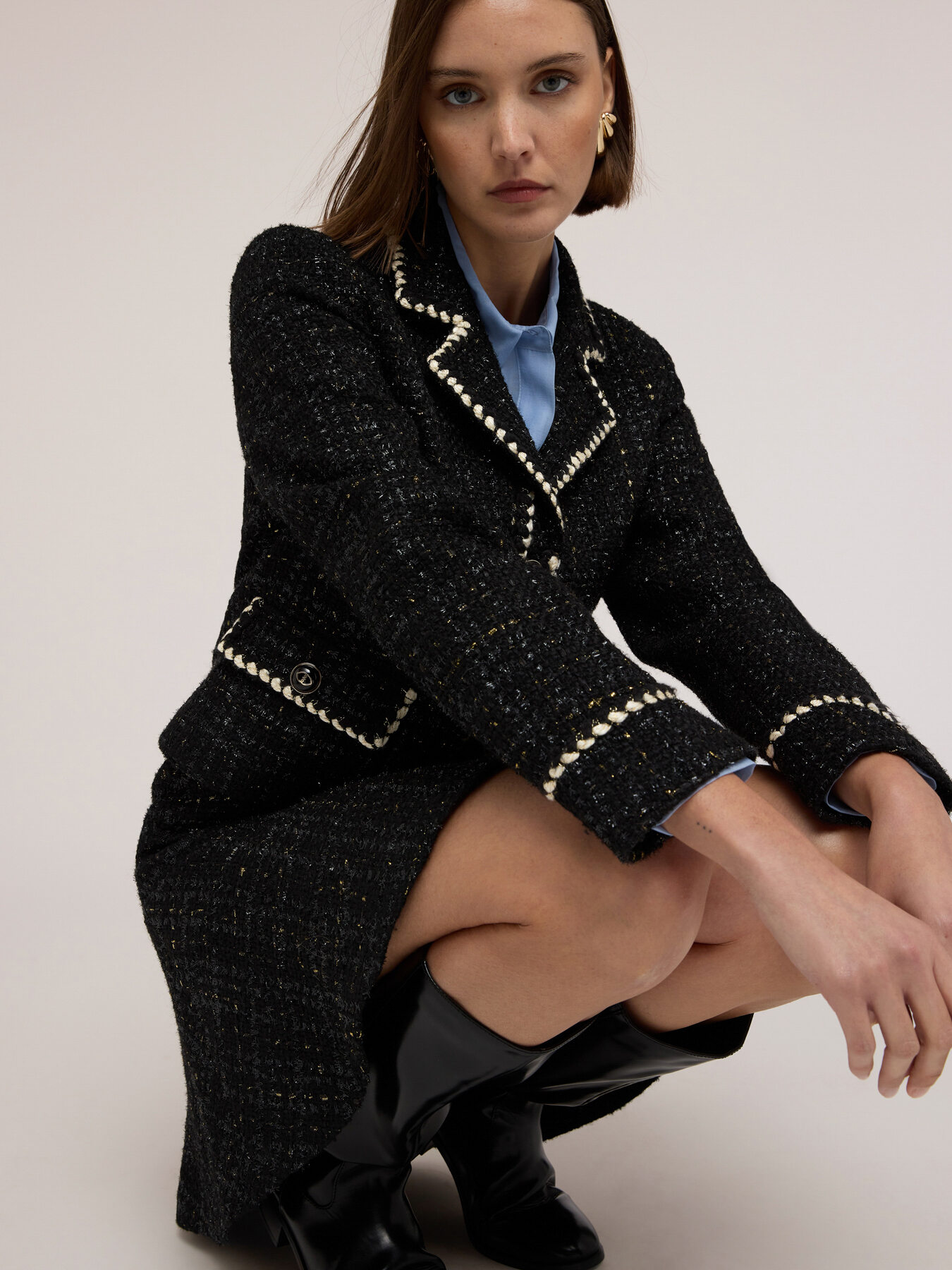 Veste en boucl&eacute; avec bordures image number 3