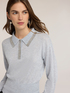 Wool blend polo sweater with ribbed trims image number 3