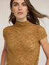 Lace t-shirt with high neck and scalloped hem image number 3