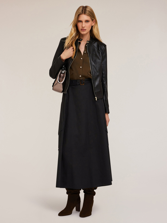 Coated fabric winter jacket with shaping cuts