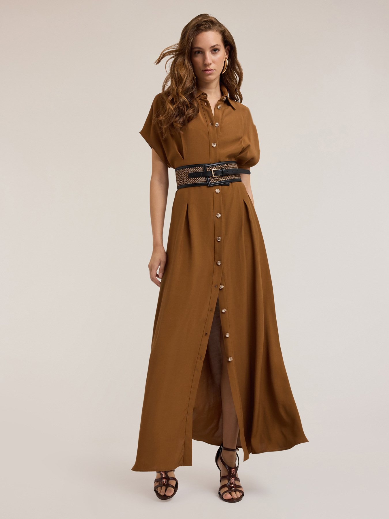 Long shirt dress in viscose image number 3