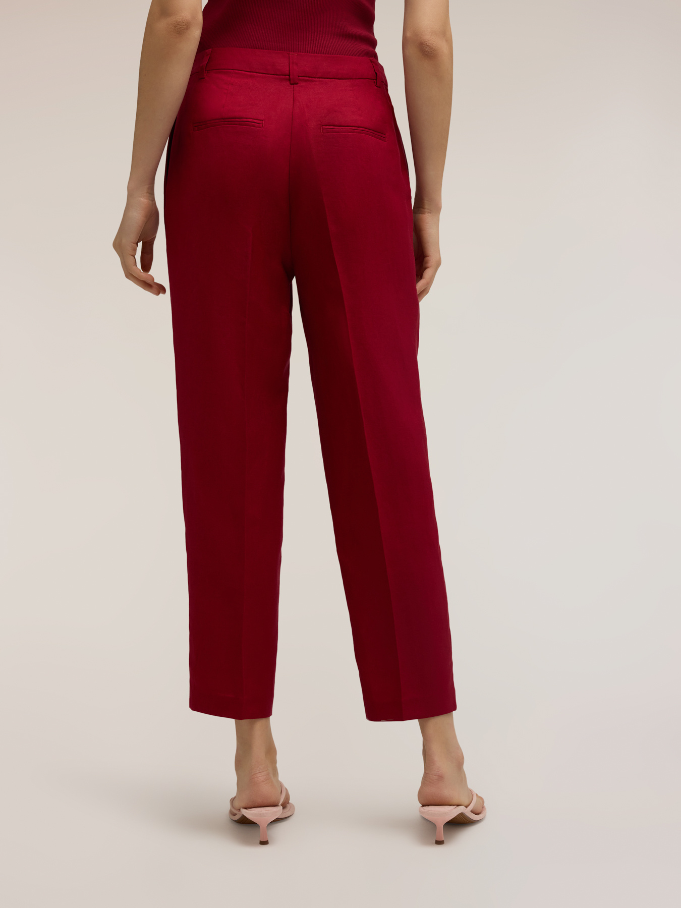 Regular fit linen blend trousers image number 1