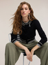 Short viscose cardigan with contrast trim image number 0