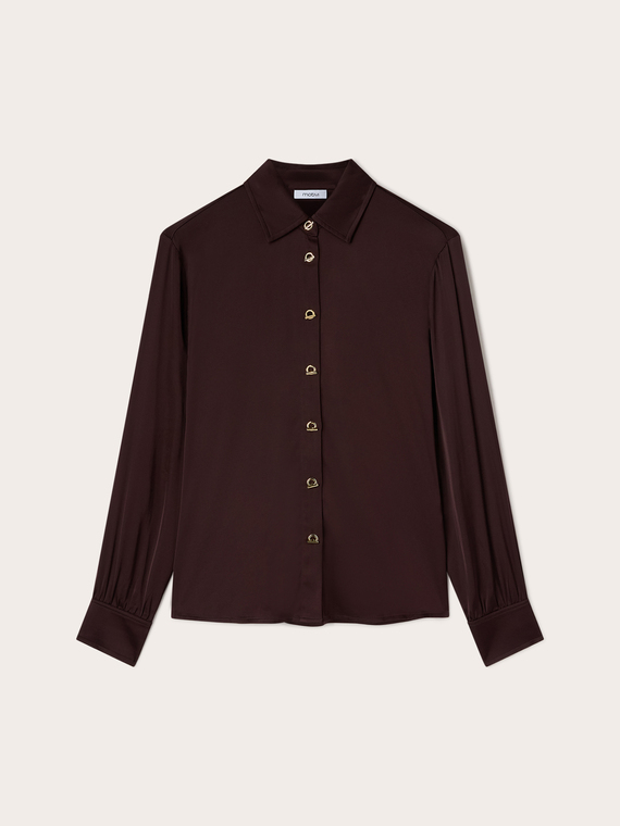 Viscose satin shirt with metal buttons