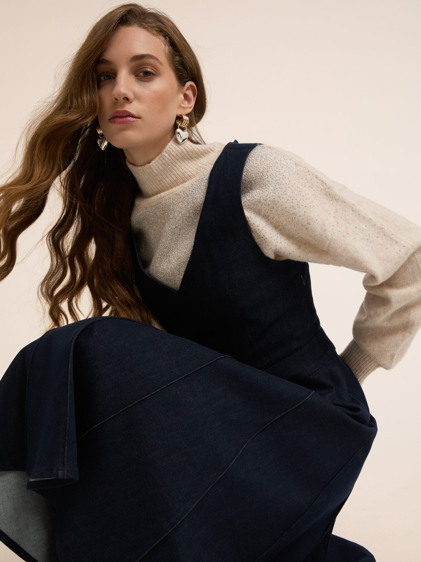 Denim midi dress image number 3