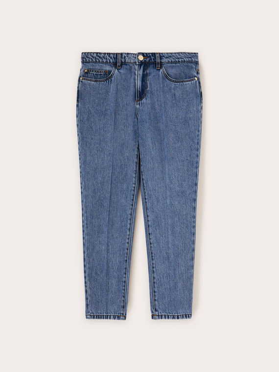 Jeans mit B&uuml;gelfalte aus Lyocell-Mischung