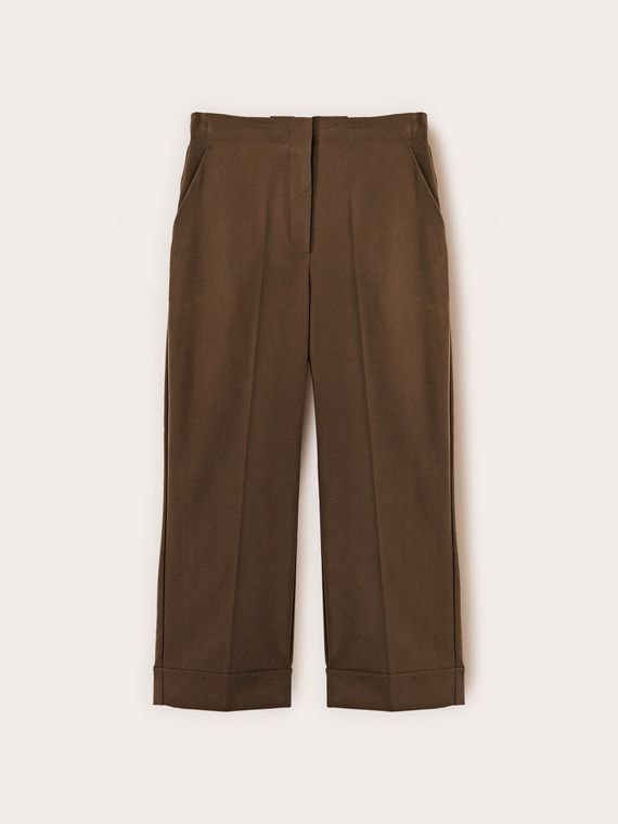 Cropped gabardine trousers