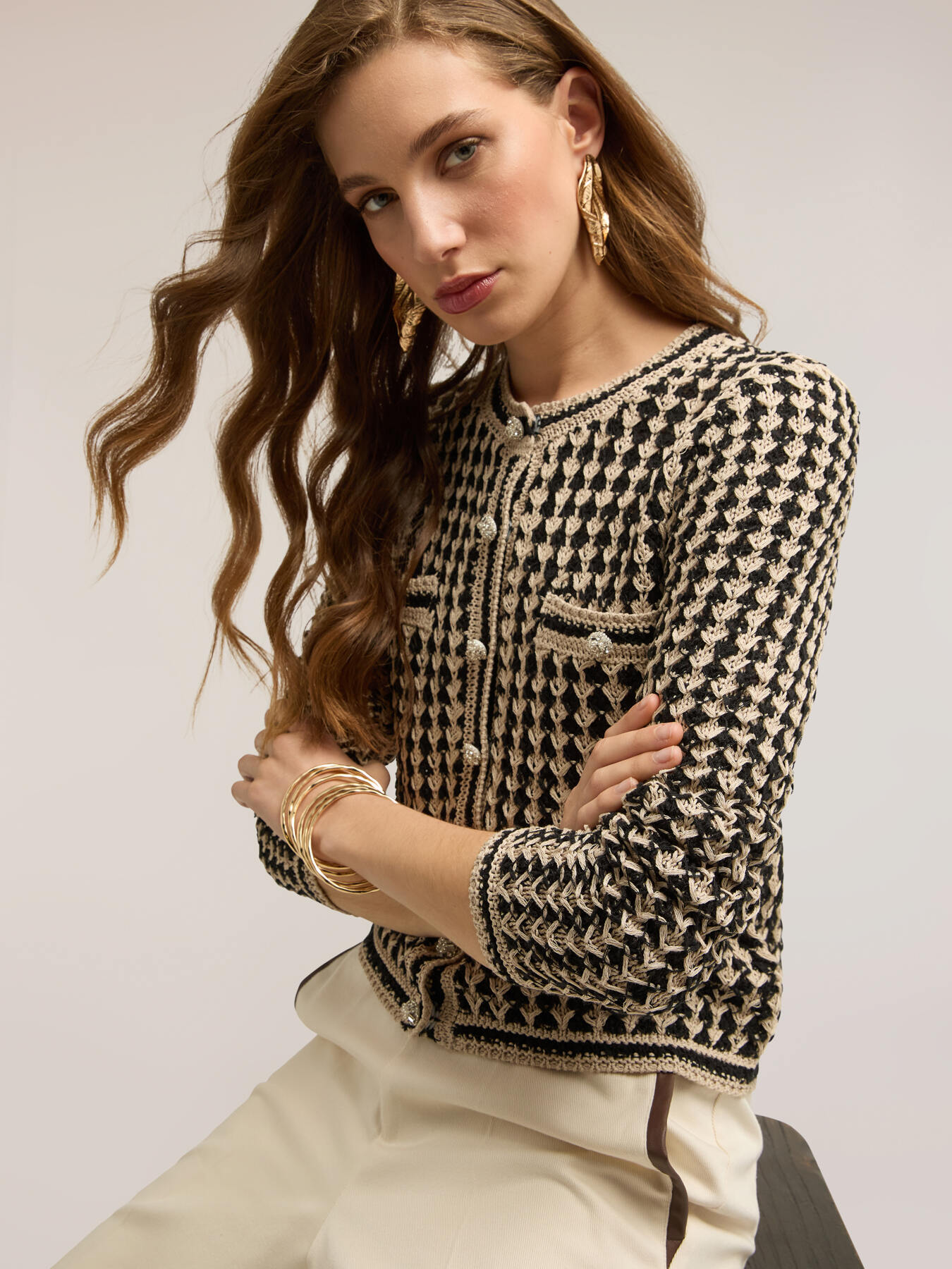 Cardigan tricotat ajurat image number 0