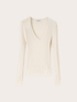 Flat rib knit sweater with V-neck image number 4