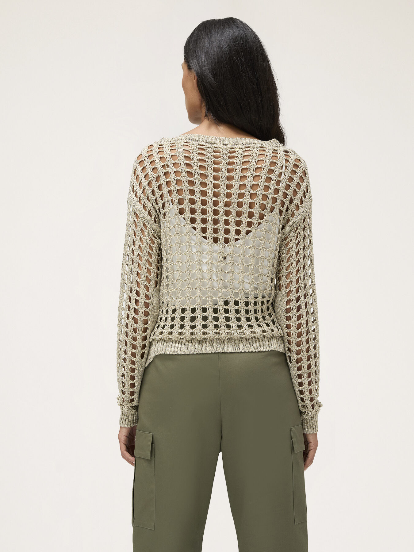 Lurex-Pullover mit Lochmuster image number 1