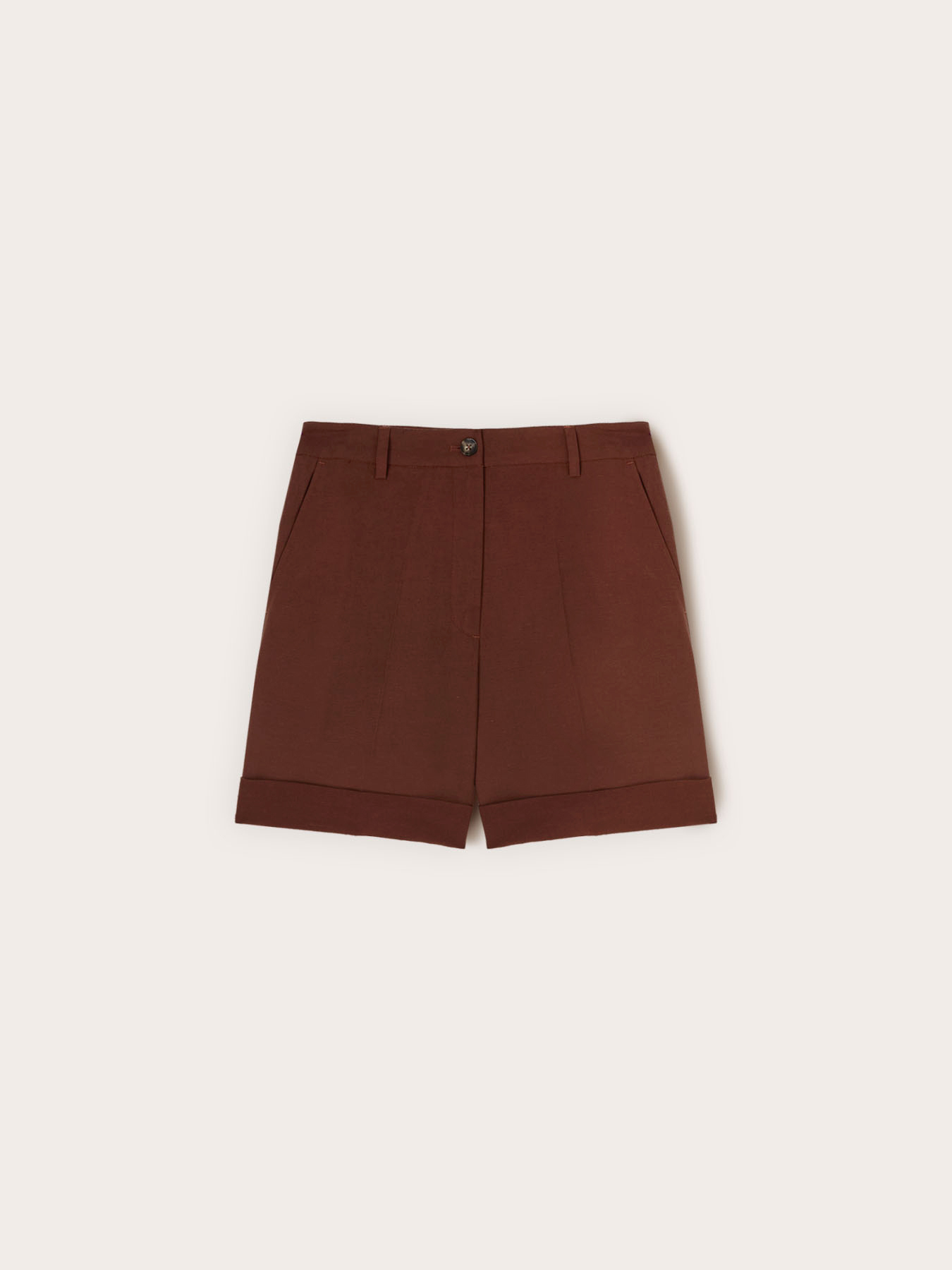 Linen blend shorts with turn-up image number 3