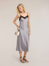 Long satin dress with tulle trim image number 0