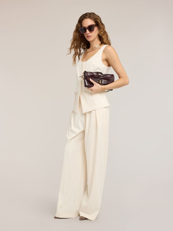 Pantaloni palazzo a vita alta con pinces