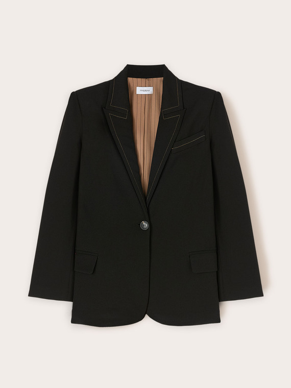 Einreihige Jacke mit Kontrastnähten