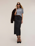 Pinstriped pencil skirt with belt image number 0