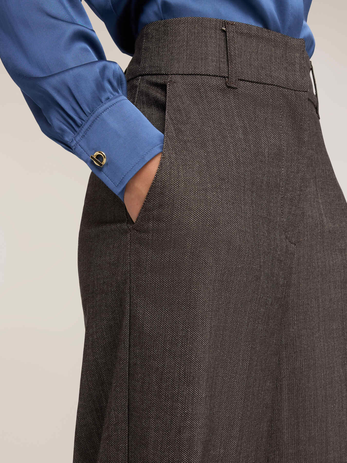 Yarn-dyed palazzo pants image number 3