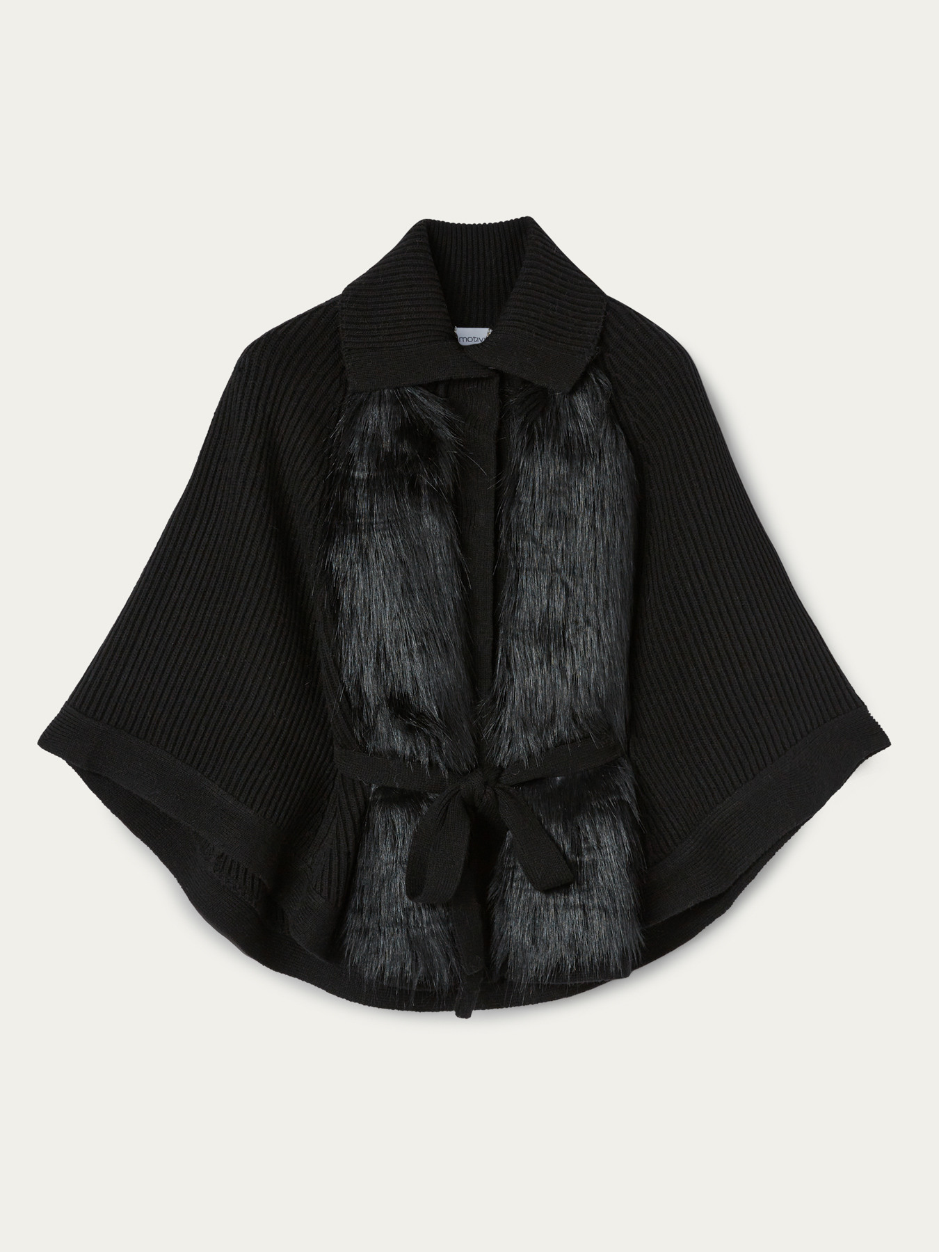 Cappa in maglia e simil pelliccia image number 3