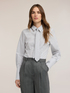 Striped poplin shirt with neck tie image number 0