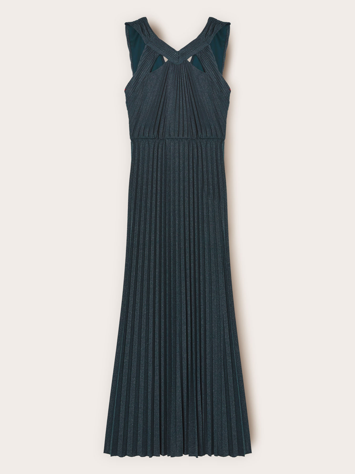 Long pleated dress in lurex jersey image number 5