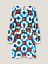 Short dress with tile pattern belt image number 3