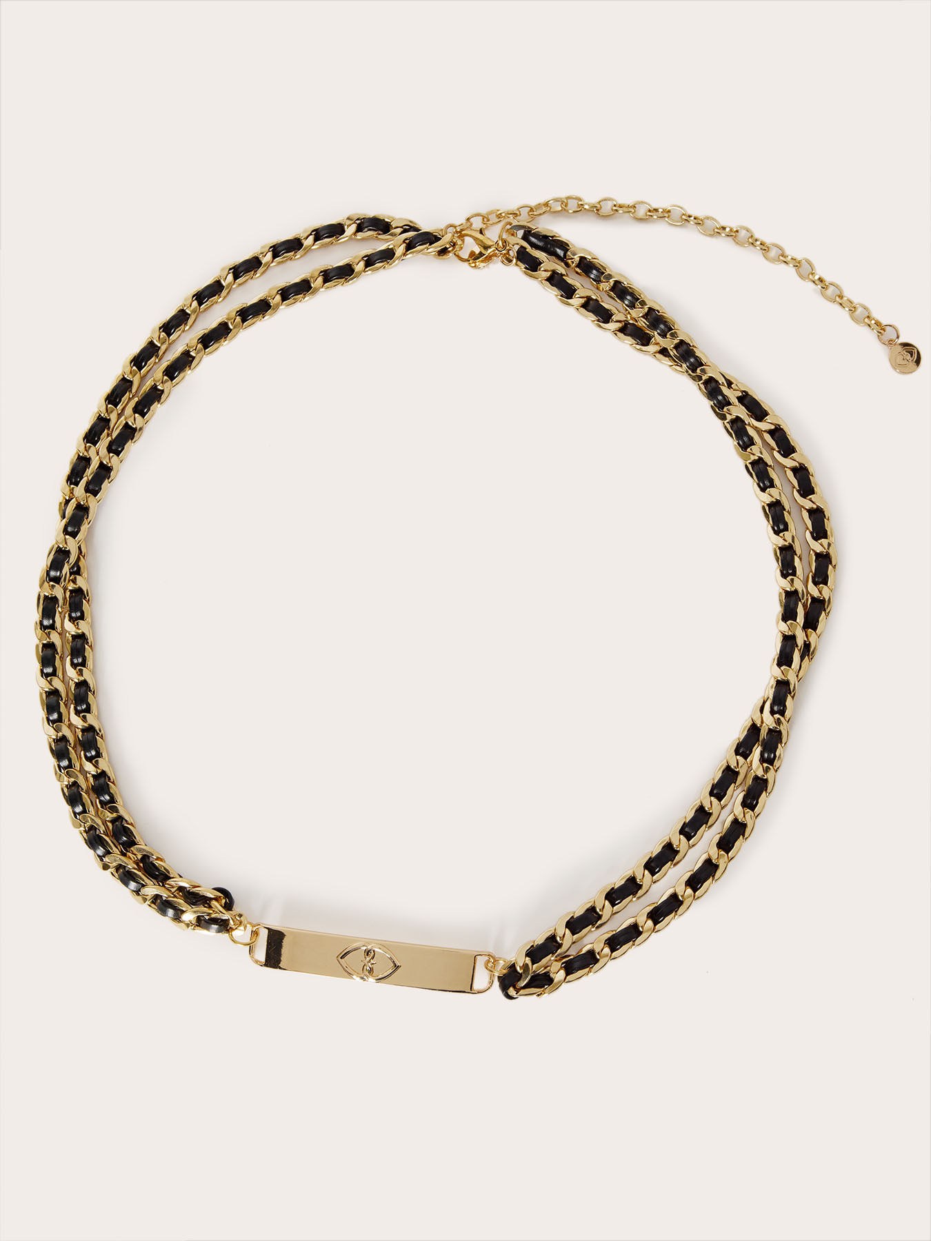 Chain belt with metal plate image number 1