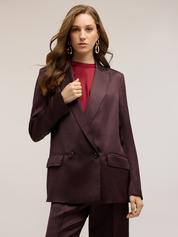Double-breasted structured jacket in linen blend