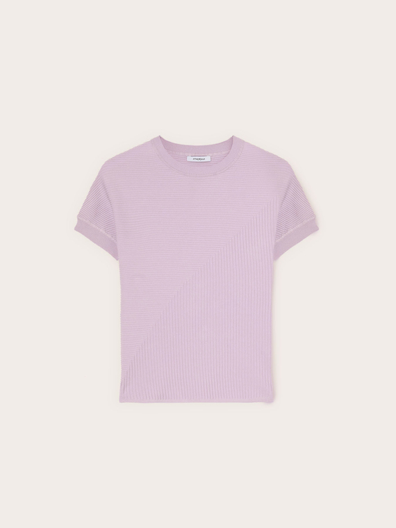 Ribbed knit top with kimono sleeve