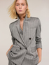 Double-breasted pinstripe blazer in linen blend image number 0