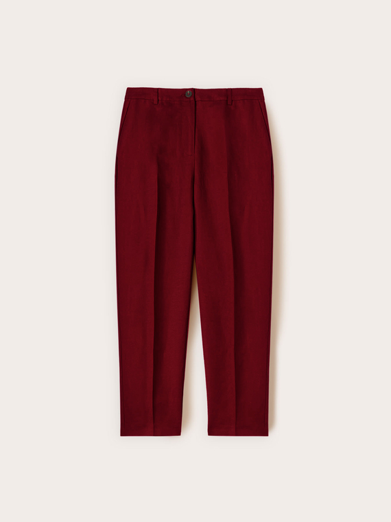 Regular fit linen blend trousers