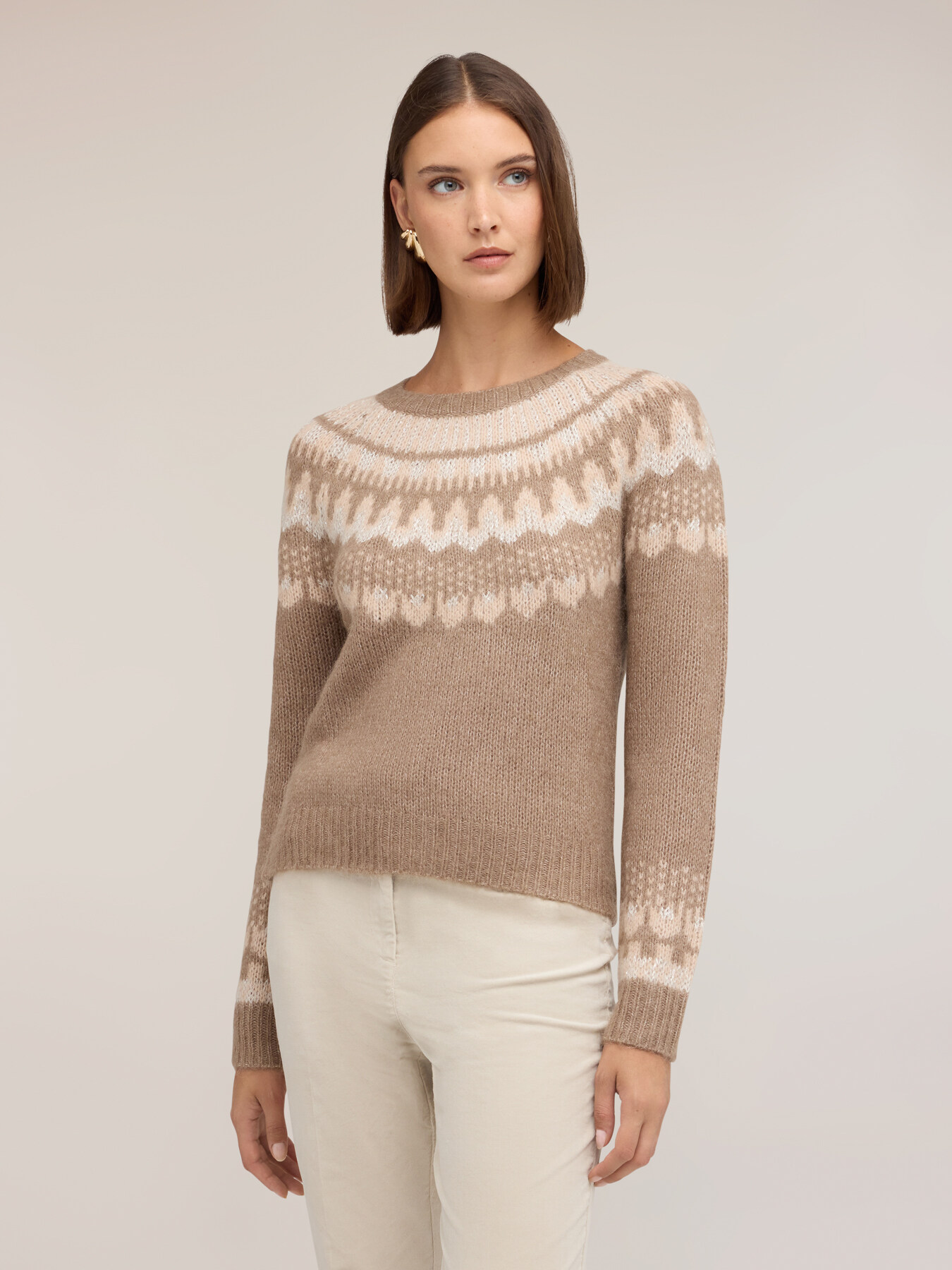 Fair isle sweater in alpaca blend with sequins image number 0