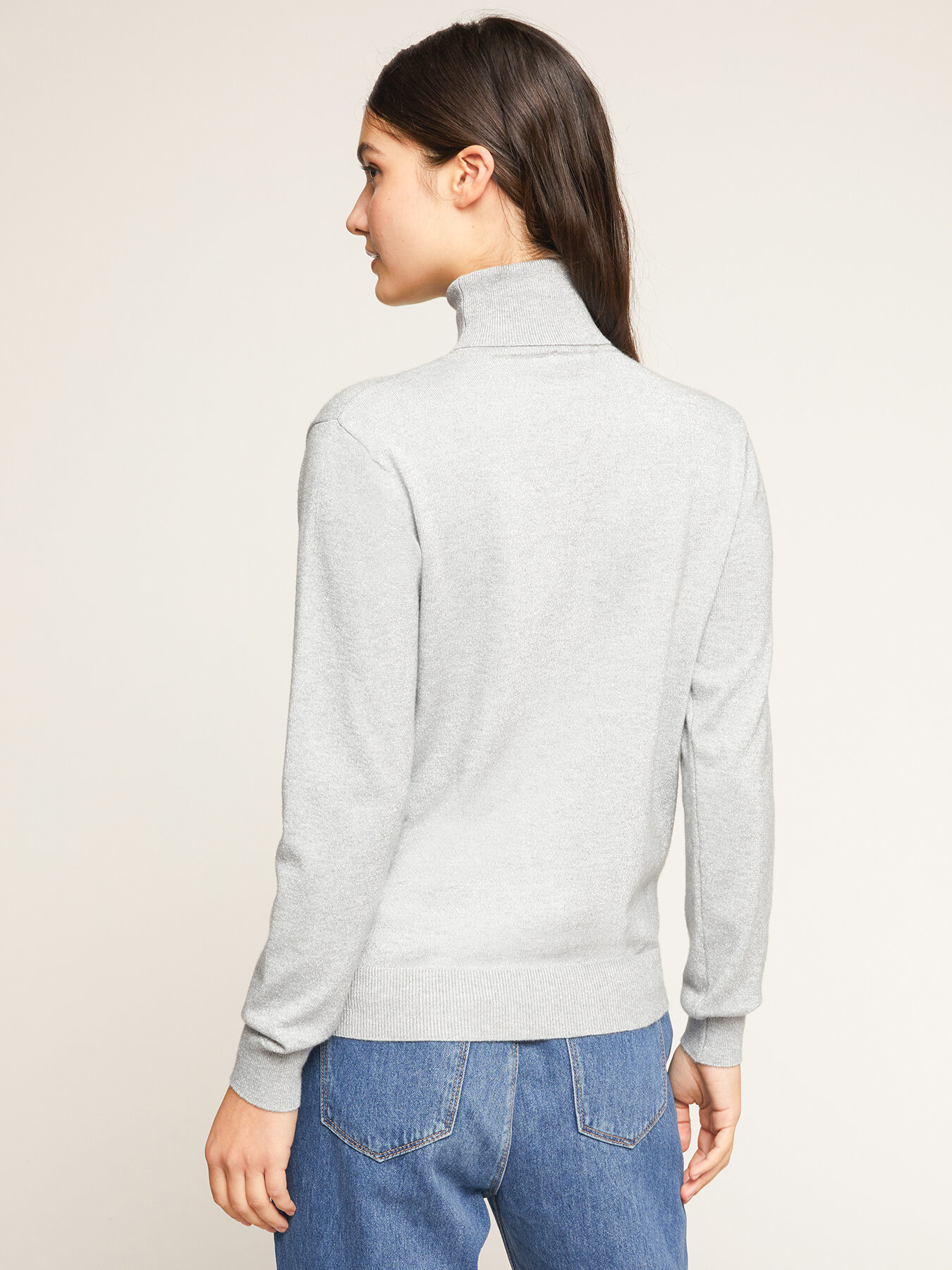 Jersey de cuello alto en punto con mezcla de l&uacute;rex image number 1