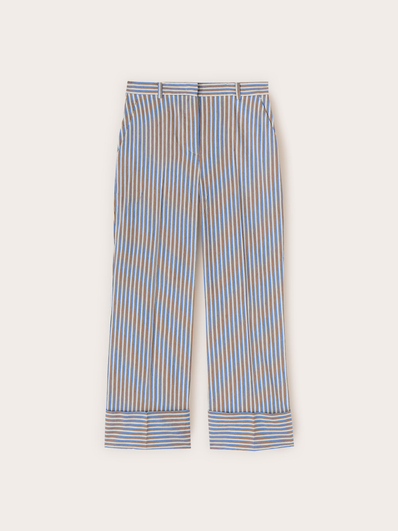 Gestreifte Cropped-Hose aus Baumwollmischung image number 4