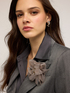Pinstriped lurex blazer with flower brooch image number 0