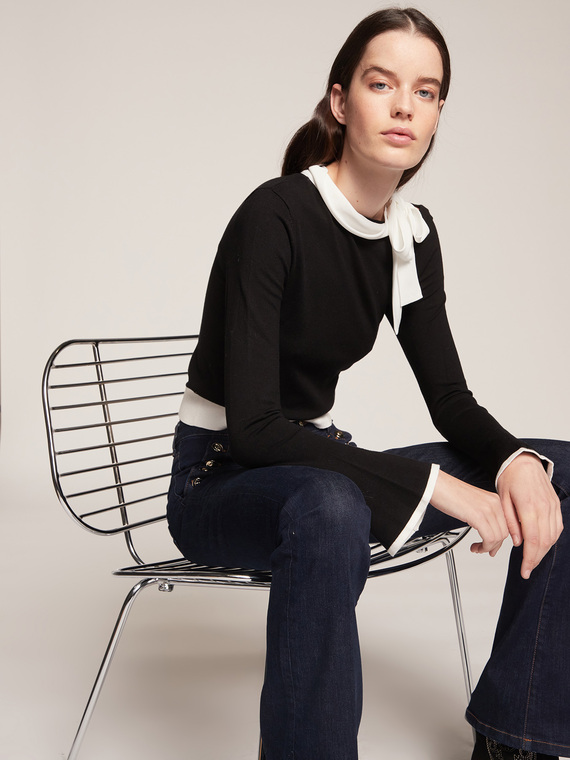 Motivi Maglia con bordo a contrasto Donna Nero