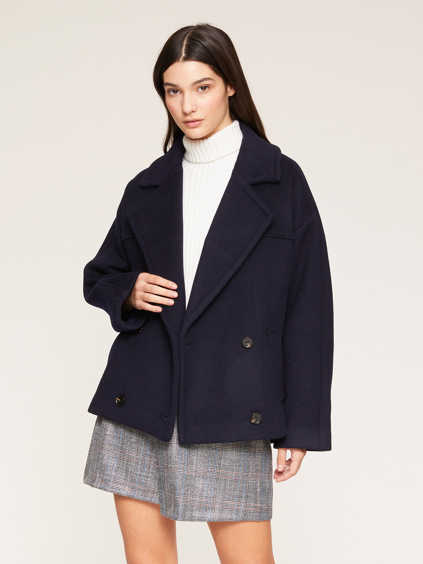 Short wool-blend pea coat image number 0