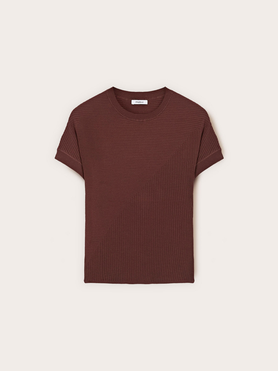 Ribbed knit top with kimono sleeve