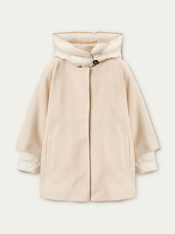 Teddy-effect coat with inner down