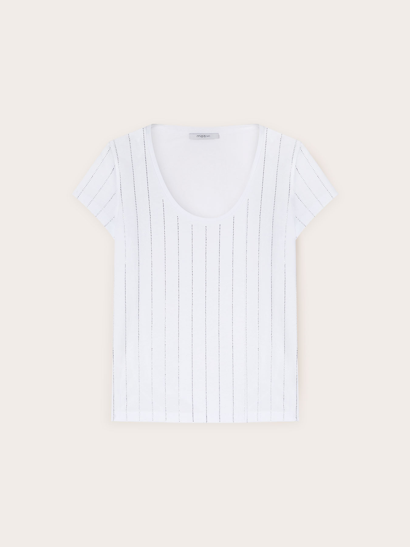 Baumwoll-T-Shirt mit Strass-Streifen image number 4