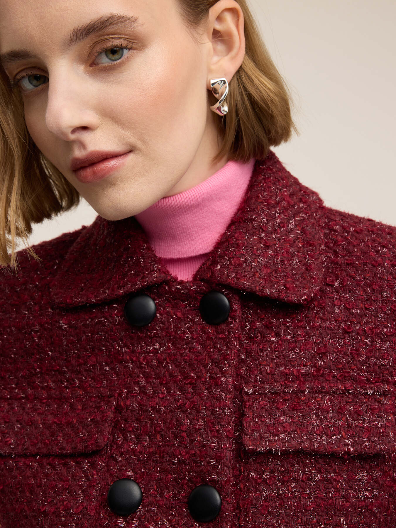 Double-breasted bouclé jacket image number 3