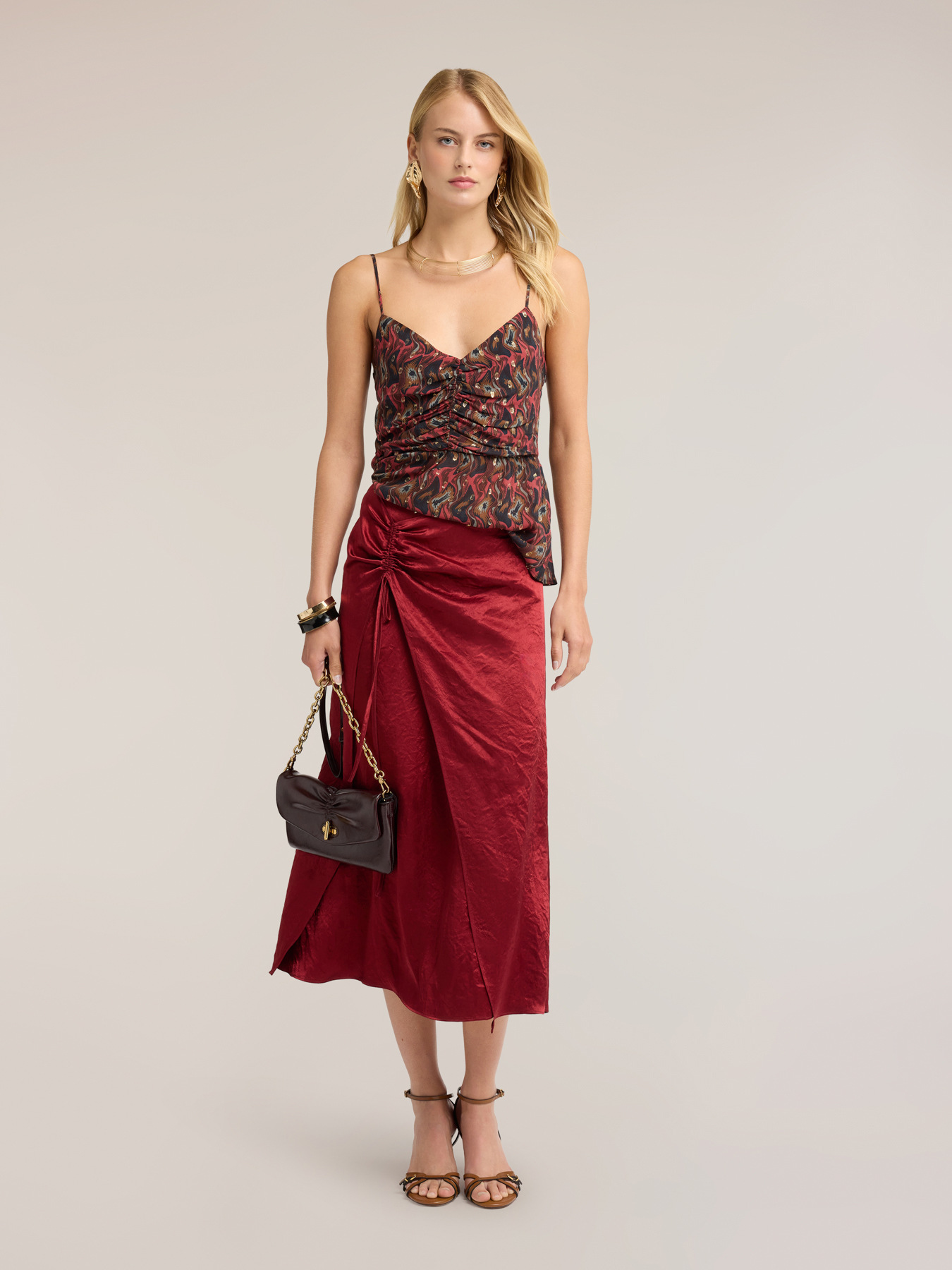Peplum top in fil coup&eacute; georgette with print image number 2