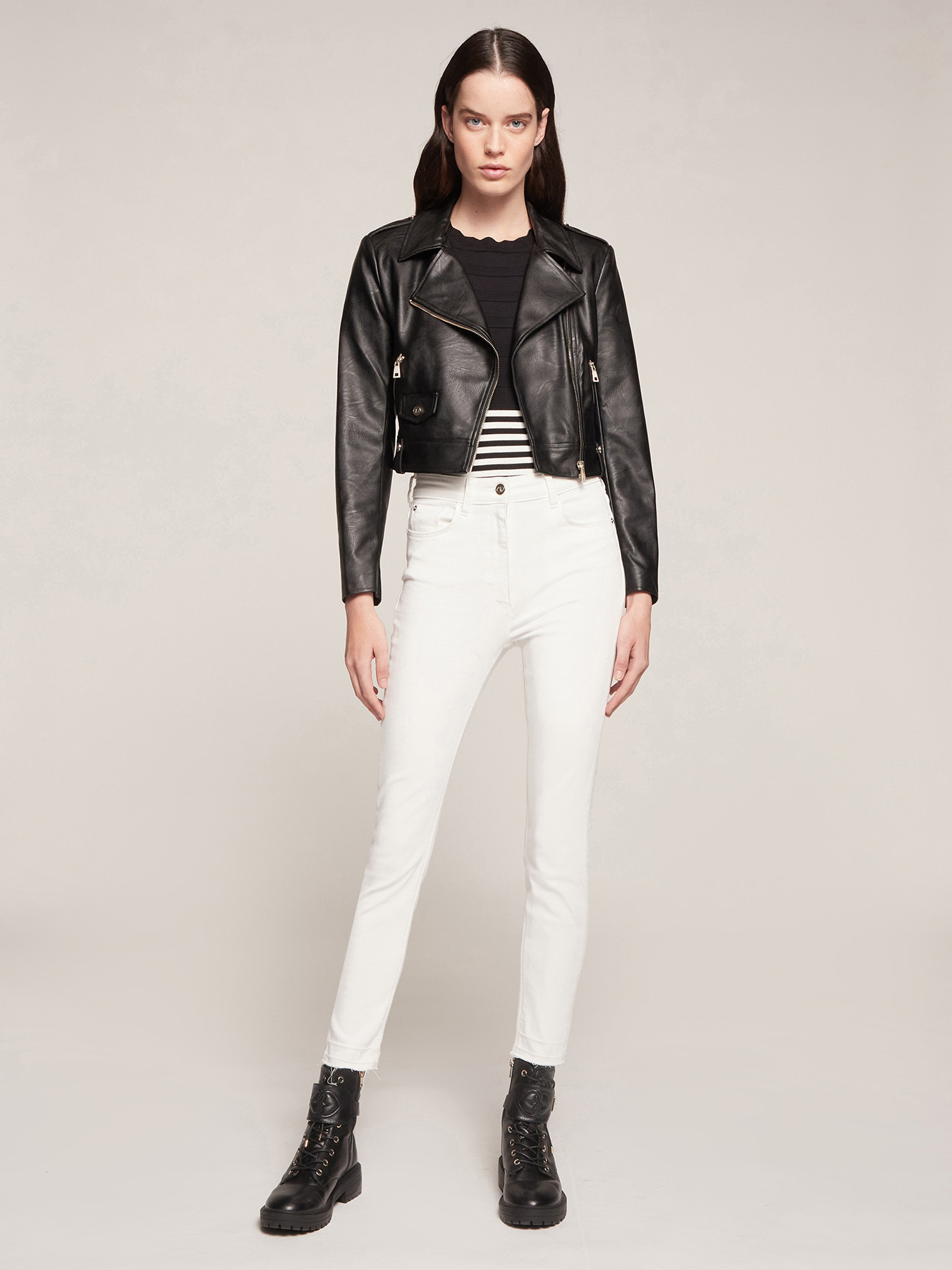 Giubbotto biker effetto pelle image number 2