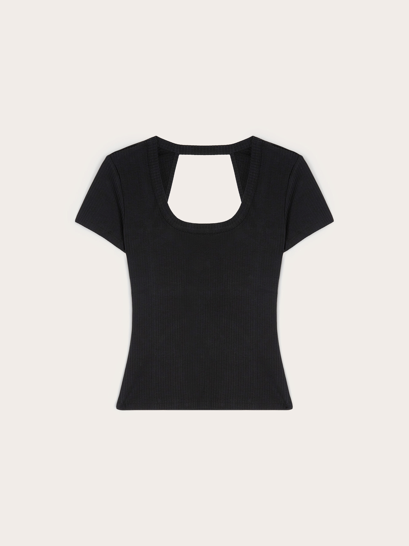 Ribbed jersey T-shirt with cut-out image number 4