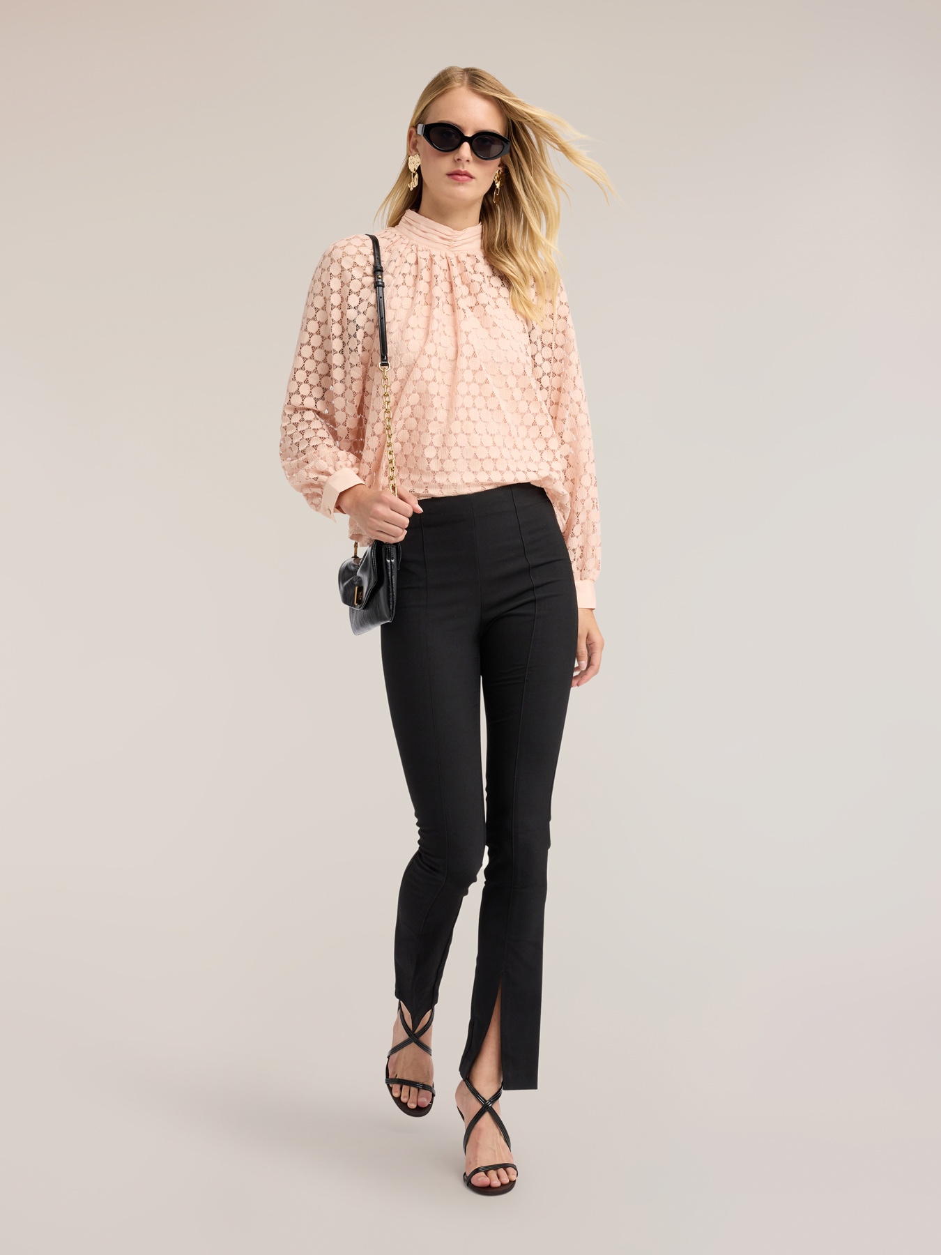 High-neck lace blouse image number 2