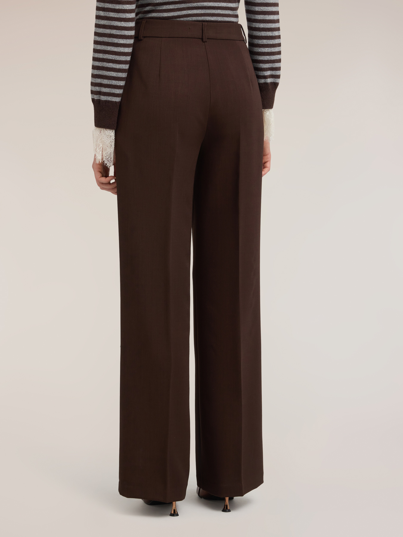 High-waisted palazzo pants with pleat image number 1