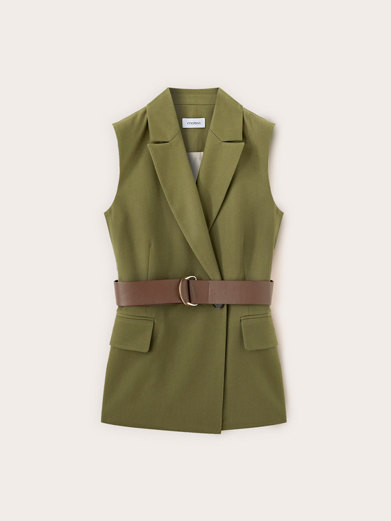 Polyviscose vest with belt
