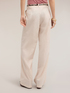 Wide-leg cotton trousers with belt image number 1