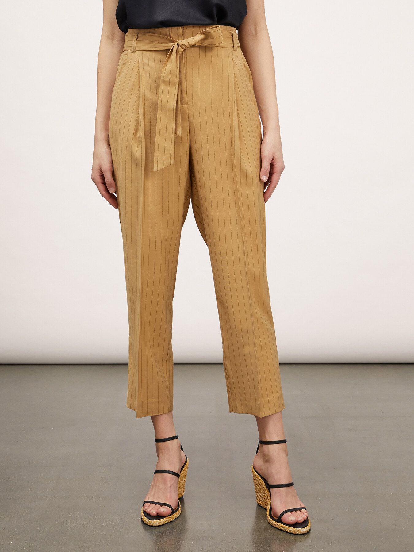 Pinstriped trousers with pleats image number 0