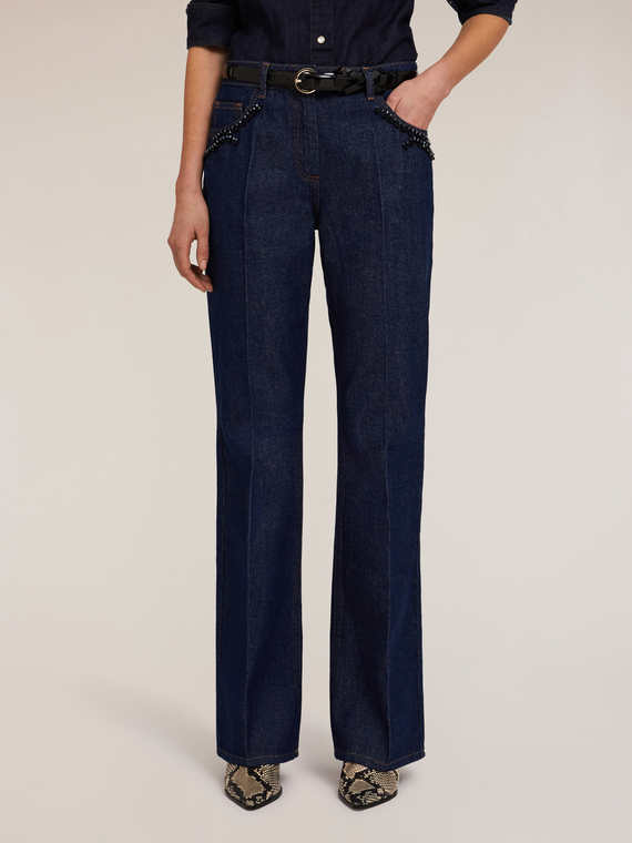 Flared jeans with embroidered stones